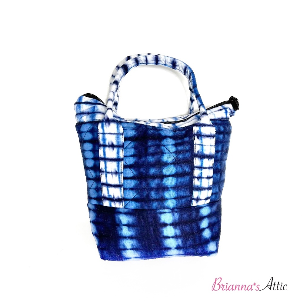 Studio 189 Cotton Blue & White Tie Dye Small Handmade Zip Bag Purse NWT